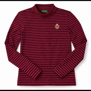 Lauren Ralph Lauren Navy and Red Striped Long Sleeve Top